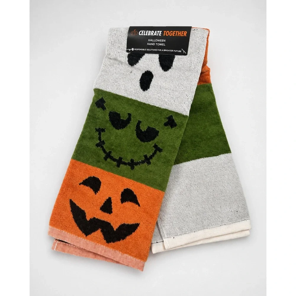 Celebrate Together Halloween Hand Towel Ghost Frankenstein Pumpkin Cotton NWT